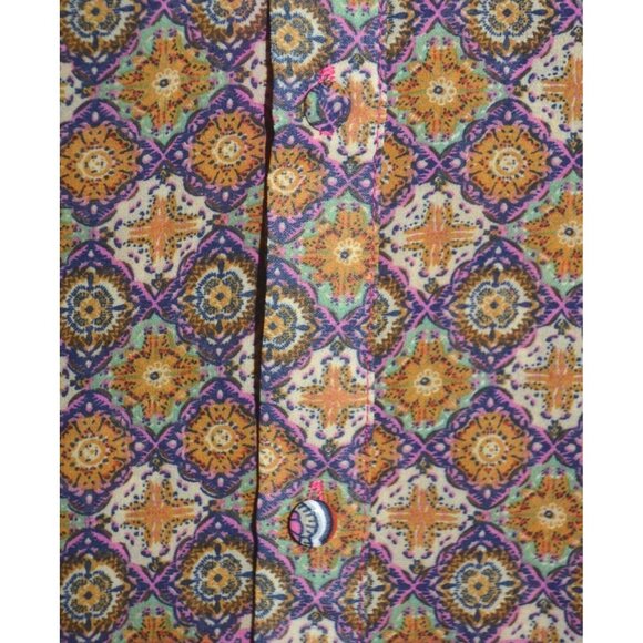 Ee:some Mixed Print Floral Boho Balloon Sleeve Button Front Blouse Size M - Picture 4 of 11